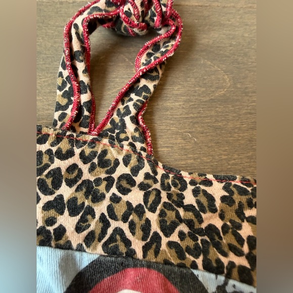 Kaos Blue Tank Dress with Red Tongue Graphic and Leopard Trim - Picture 6 of 12